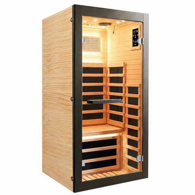 Infrared Sauna 1 Person Far Infrared Sauna Low EMF Indoor Sauna with Starry Light Ceiling Speakers Personal Dry Sauna for Home Gym Spa Fast Heating Easy Assembly 30.7X 30.7X62.2