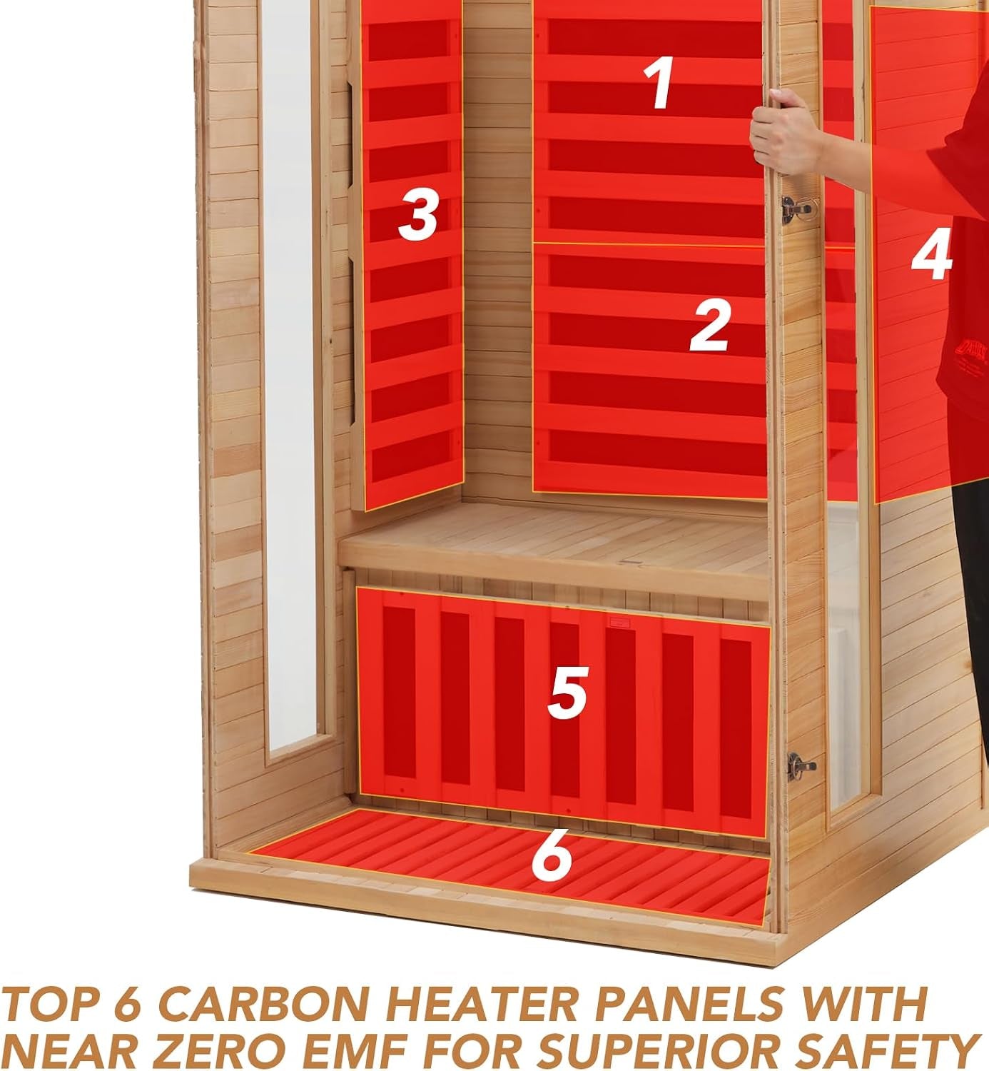 2024 Upgrade 1 to 2 Person Infrared Sauna, Low EMF Infrared Sauna for Home, Indoor Sauna Room, Hemlock Wooden Far Infrared Sauna, Dry Sauna with Bluetooth Speakers, LED Reading and Chromotherapy Lamp