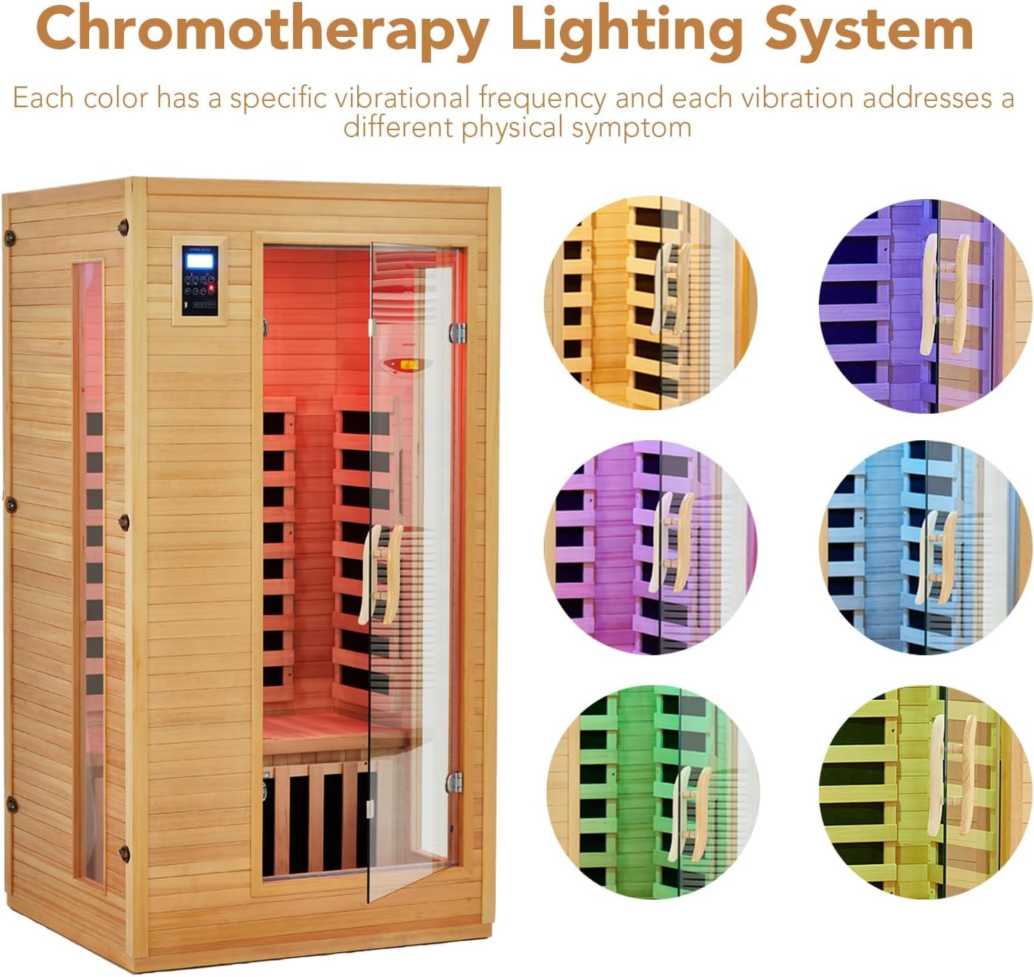 2024 Upgrade 1 to 2 Person Infrared Sauna, Low EMF Infrared Sauna for Home, Indoor Sauna Room, Hemlock Wooden Far Infrared Sauna, Dry Sauna with Bluetooth Speakers, LED Reading and Chromotherapy Lamp