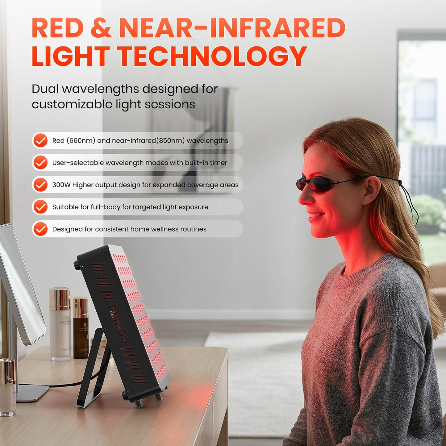 Red Light Therapy Panel, 660Nm Red & 850Nm near Infrared Light Therapy Device with TENS & EMS Functions, 60 Dual Chip Leds, 6 Programs, Timer, Stand, High Power LED Light Therapy Lamp for Face Body