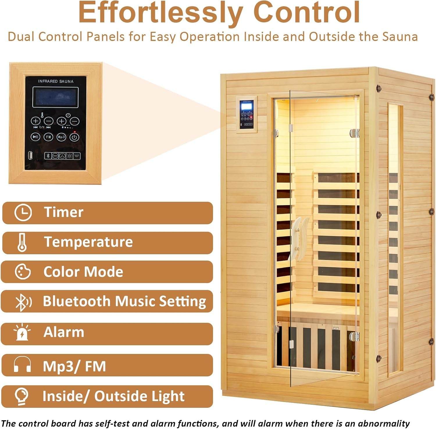 2024 Upgrade 1 to 2 Person Infrared Sauna, Low EMF Infrared Sauna for Home, Indoor Sauna Room, Hemlock Wooden Far Infrared Sauna, Dry Sauna with Bluetooth Speakers, LED Reading and Chromotherapy Lamp