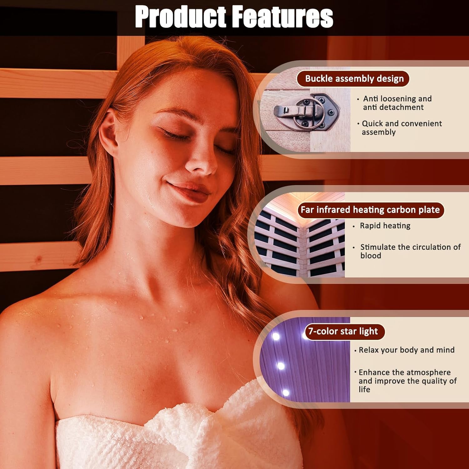 Infrared Sauna 1 Person Far Infrared Sauna Low EMF Indoor Sauna with Starry Light Ceiling Speakers Personal Dry Sauna for Home Gym Spa Fast Heating Easy Assembly 30.7X 30.7X62.2