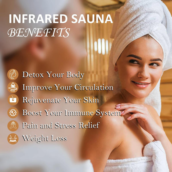 2024 Upgrade 1 to 2 Person Infrared Sauna, Low EMF Infrared Sauna for Home, Indoor Sauna Room, Hemlock Wooden Far Infrared Sauna, Dry Sauna with Bluetooth Speakers, LED Reading and Chromotherapy Lamp